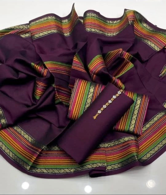 Tajbari Winter Khadi Silk Three Piece 11 - Plum Purple Handloom Paar