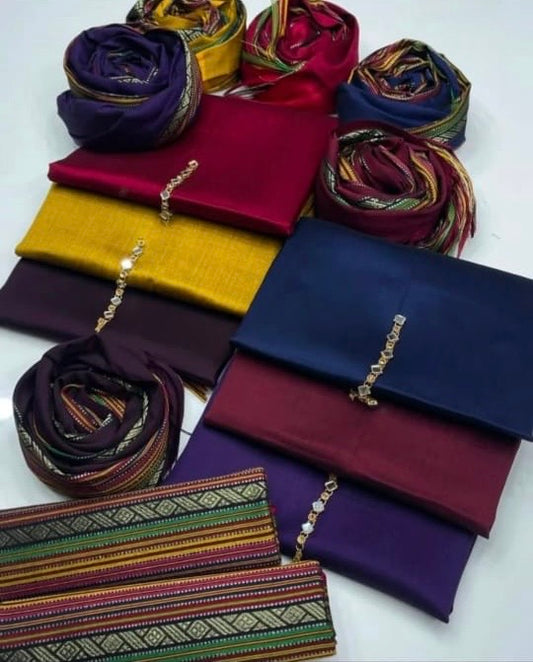 Tajbari Winter Khadi Silk Three Piece 25 - Multicolour Handloom Paar